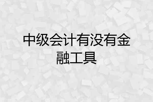 中级会计有没有金融工具