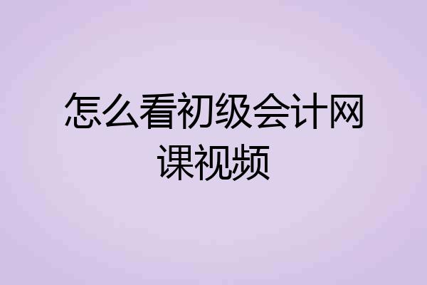 怎么看初级会计网课视频