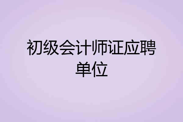 初级会计师证应聘单位