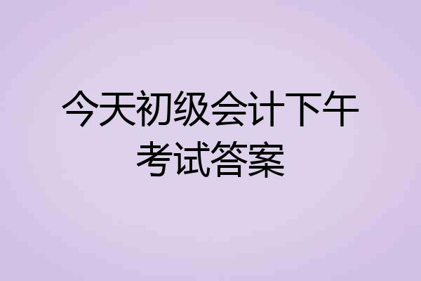 今天初级会计下午考试答案