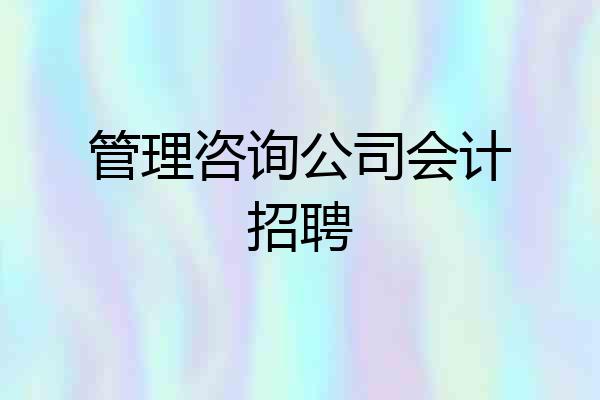 管理咨询公司会计招聘