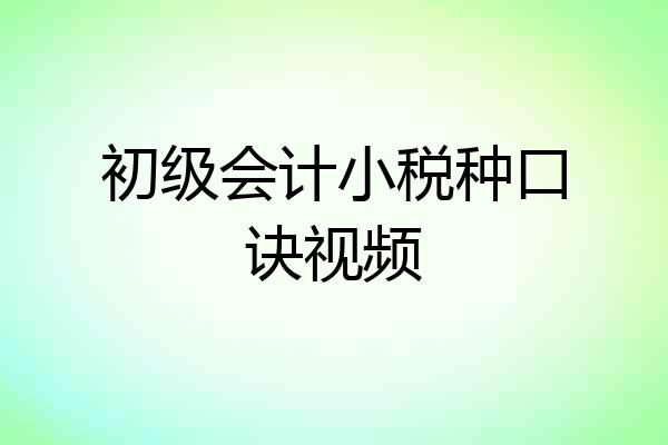 初级会计小税种口诀视频