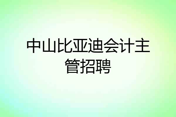中山比亚迪会计主管招聘