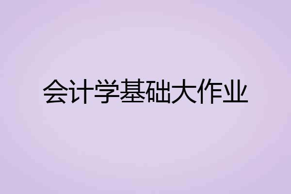 会计学基础大作业