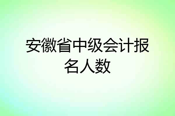 安徽省中级会计报名人数