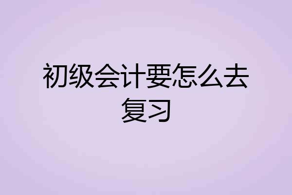 初级会计要怎么去复习