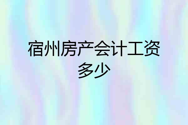 宿州房产会计工资多少
