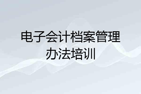 电子会计档案管理办法培训