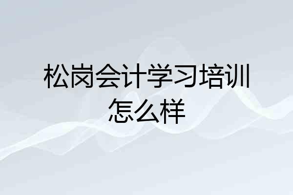 松岗会计学习培训怎么样