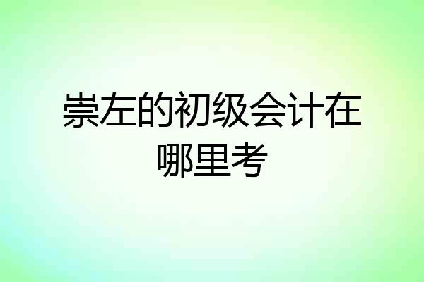 崇左的初级会计在哪里考