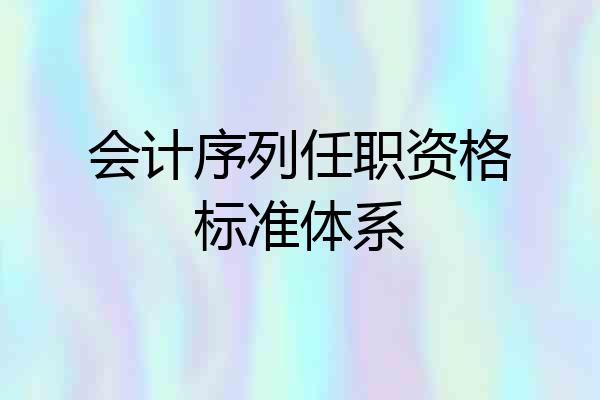 会计序列任职资格标准体系