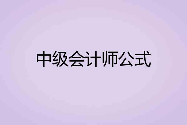 中级会计师公式