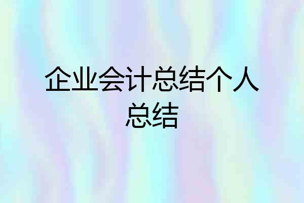 企业会计总结个人总结