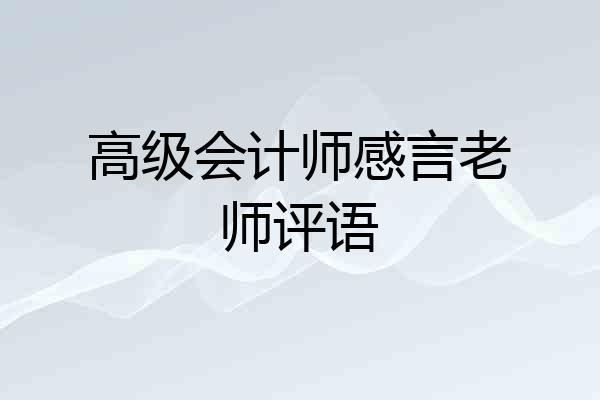 高级会计师感言老师评语