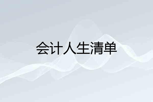 会计人生清单