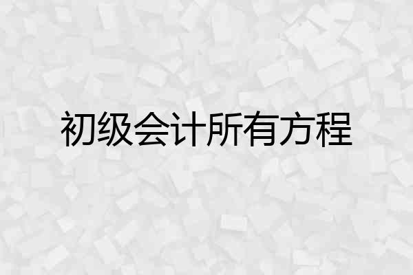 初级会计所有方程