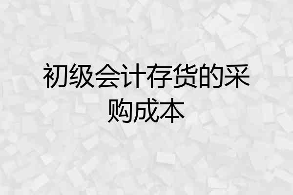 初级会计存货的采购成本