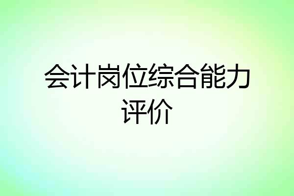 会计岗位综合能力评价