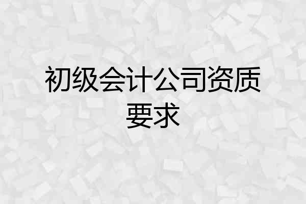 初级会计公司资质要求