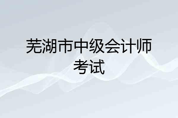 芜湖市中级会计师考试