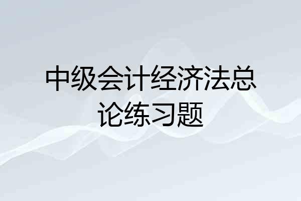 中级会计经济法总论练习题