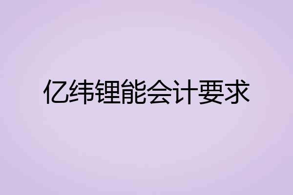 亿纬锂能会计要求