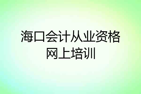 海口会计从业资格网上培训