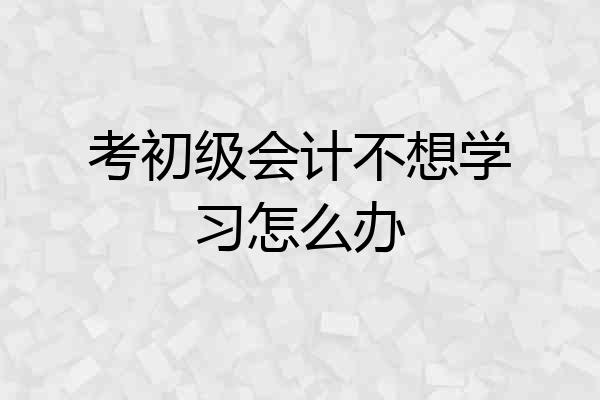 考初级会计不想学习怎么办