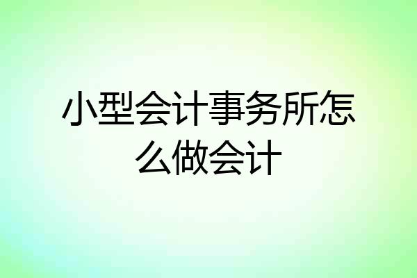 小型会计事务所怎么做会计