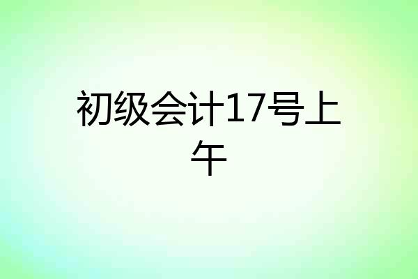 初级会计17号上午