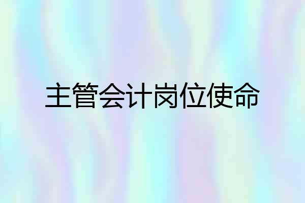 主管会计岗位使命