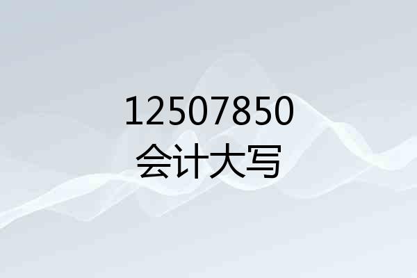 12507850会计大写