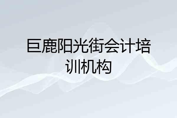 巨鹿阳光街会计培训机构