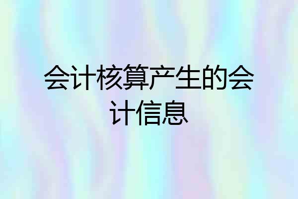 会计核算产生的会计信息