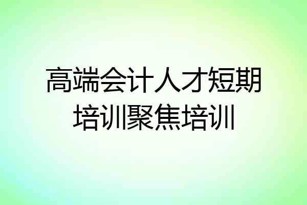 高端会计人才短期培训聚焦培训