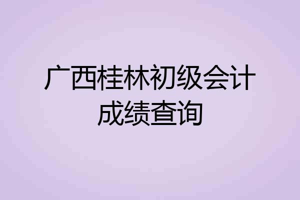 广西桂林初级会计成绩查询