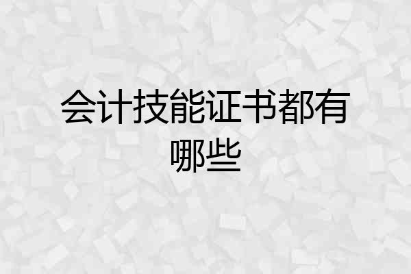 会计技能证书都有哪些