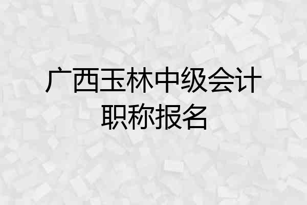 广西玉林中级会计职称报名