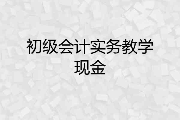 初级会计实务教学现金