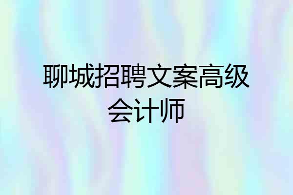 聊城招聘文案高级会计师