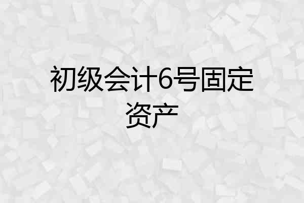 初级会计6号固定资产