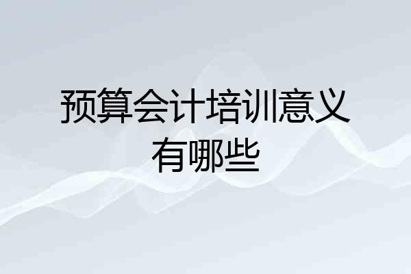 预算会计培训意义有哪些