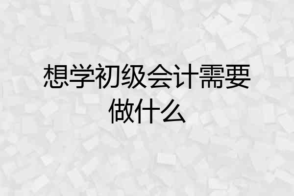 想学初级会计需要做什么