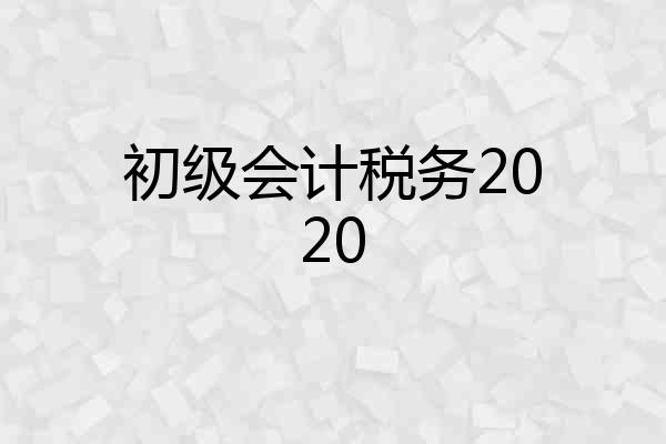 初级会计税务2020