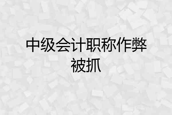 中级会计职称作弊被抓