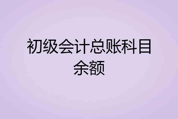 初级会计总账科目余额