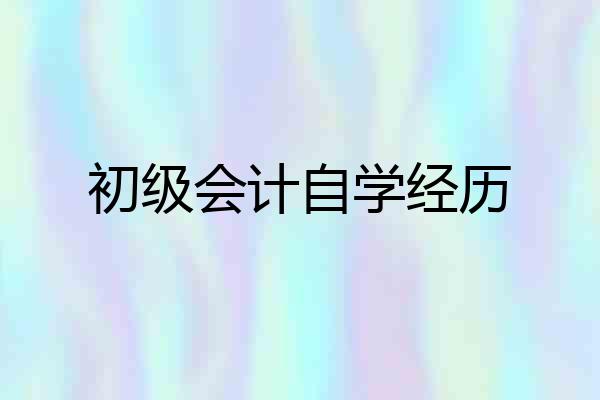 初级会计自学经历