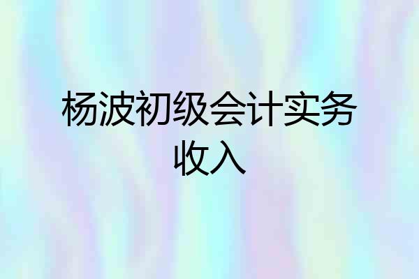 杨波初级会计实务收入