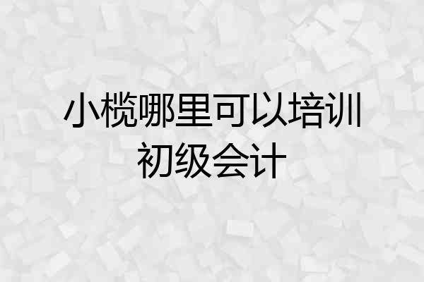 小榄哪里可以培训初级会计