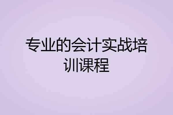 专业的会计实战培训课程